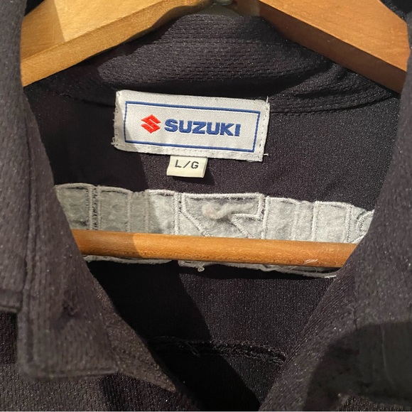 Y2K Suzuki Boulevard Men’s Button Shirt Short Sleeve Gray/Black Mechanic Large - Picture 4 of 8